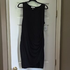 Treasure & Bond Black Ruched Sheath Midi Dress